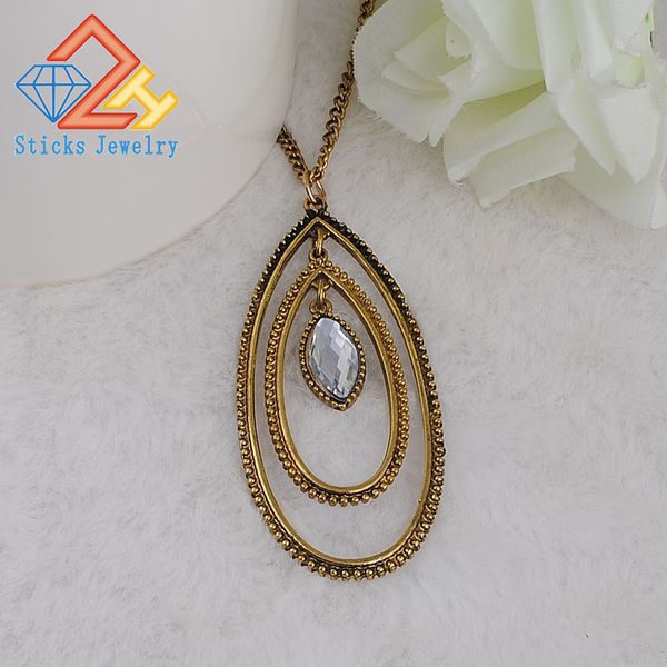 teardrop-shaped pendant necklace alloy plated ancient gold jewelry necklace women's fashion jewelry, Silver
teardrop-shaped pendant necklace alloy plated ancient gold jewelry necklace women's fashion jewelry, Silver