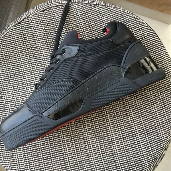 New men women black white leather with canva patchwork red bottom neaker de igner luxury trainer thick bottom ca ual hoe 35 46
New men women black white leather with canva patchwork red bottom neaker de igner luxury trainer thick bottom ca ual hoe 35 46