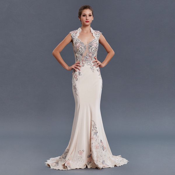 elegant charming long mermaid evening dress high neck applique beaded sweep train prom party dress formal occasion wear, Black;red
elegant charming long mermaid evening dress high neck applique beaded sweep train prom party dress formal occasion wear, Black;red