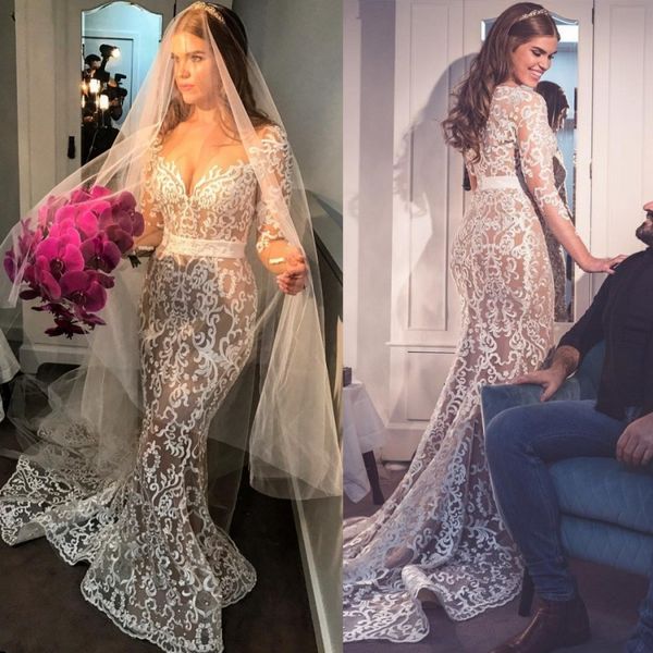 gorgeous boho mermaid wedding dresses sheer bateau neck long sleeves plus size bridal gowns sweep train lace country wedding dress, White
gorgeous boho mermaid wedding dresses sheer bateau neck long sleeves plus size bridal gowns sweep train lace country wedding dress, White