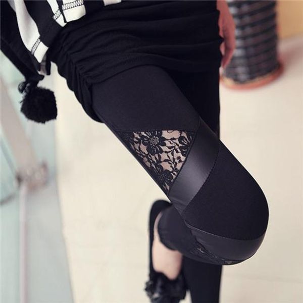 wholesale- charming warm lace leggings skinny stretch pants for winter triangular lace pu leather leggings bz851965, Black
wholesale- charming warm lace leggings skinny stretch pants for winter triangular lace pu leather leggings bz851965, Black