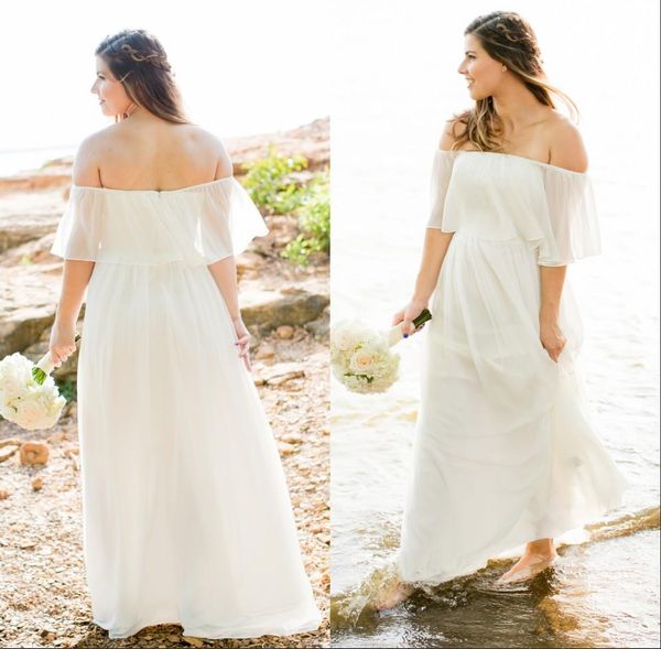 2020 elegant chiffon beach wedding dresses off shoulder floor length simple design bridal gowns custom size, White
2020 elegant chiffon beach wedding dresses off shoulder floor length simple design bridal gowns custom size, White