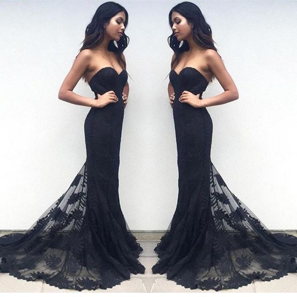 2019 new lace mermaid prom dresses sleeveless sweetheart full length evening party gowns formal wear dress custom made, Black
2019 new lace mermaid prom dresses sleeveless sweetheart full length evening party gowns formal wear dress custom made, Black