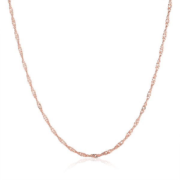 Never Fade 18K Rose/Yellow/White Gold Plated Necklace Twist Thin Chains Necklaces Fit Pendant Necklace Free Shipping