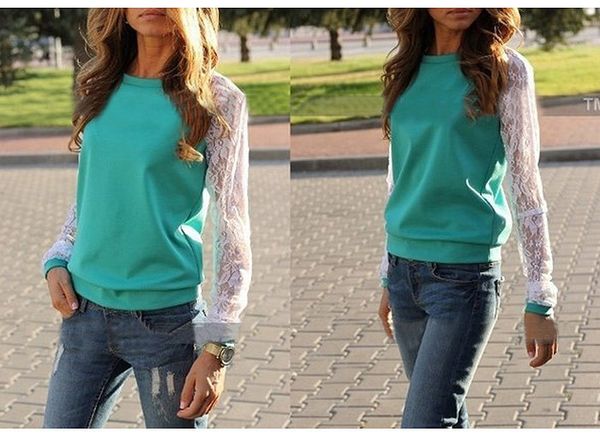 New Autumn Sweet Style Lady Lace Sleeves Women Pullover Women Casual O-Neck Tops Sexy Hoodies Solid Color
New Autumn Sweet Style Lady Lace Sleeves Women Pullover Women Casual O-Neck Tops Sexy Hoodies Solid Color