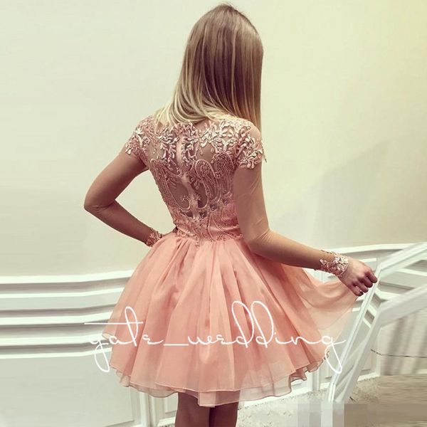 coral pink ball gown homecoming dresses bateau neck long sleeves appliques lace chiffon puffy short homecoming dresses blush pink prom dress, Blue;pink
coral pink ball gown homecoming dresses bateau neck long sleeves appliques lace chiffon puffy short homecoming dresses blush pink prom dress, Blue;pink