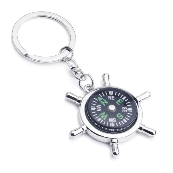 

wedding favors baby shower party gift rudder shape compass key chain alloy car keychain key ring, Silver