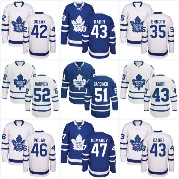 Toronto Maple Leafs 42 Tyler Bozak 43 Nazem Kadri 46 Roman Polak 35 Jhonas Enroth 47 Leo Komarov 51 Jake Gardiner Hockey Jerseys
Toronto Maple Leafs 42 Tyler Bozak 43 Nazem Kadri 46 Roman Polak 35 Jhonas Enroth 47 Leo Komarov 51 Jake Gardiner Hockey Jerseys
