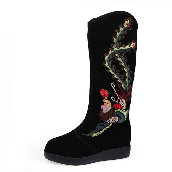 2017 winter women boots cow leather snow boots fashion embroider platform shoes woman genuine leather knee-high boots, Black
2017 winter women boots cow leather snow boots fashion embroider platform shoes woman genuine leather knee-high boots, Black