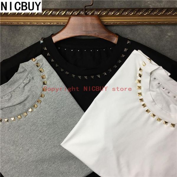 summer brand tag clothing men short sleeve t-shirt metal star beads neck t shirt women casual cotton tee, White;black
summer brand tag clothing men short sleeve t-shirt metal star beads neck t shirt women casual cotton tee, White;black