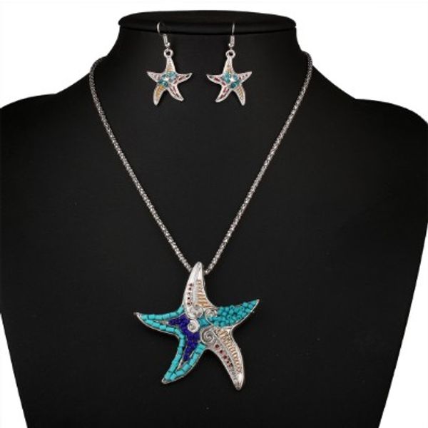 novelty womens necklace earring sets fish star pendant silver plated metal chain seedbeads decoration jewelry sets, Golden;silver
novelty womens necklace earring sets fish star pendant silver plated metal chain seedbeads decoration jewelry sets, Golden;silver