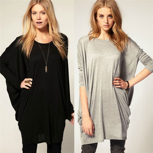 wholesale- zanzea 2016 stylish slim t shirt women black gray cotton long batwing sleeve loose shirt dress plus size tees t-shirt, White
wholesale- zanzea 2016 stylish slim t shirt women black gray cotton long batwing sleeve loose shirt dress plus size tees t-shirt, White