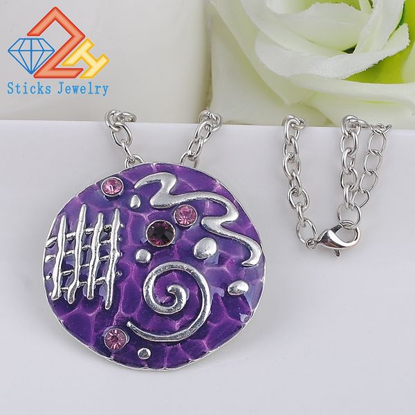 vintage necklace pendant for women folk custom enamel rhinestone round shape fashion jewelry, Silver
vintage necklace pendant for women folk custom enamel rhinestone round shape fashion jewelry, Silver