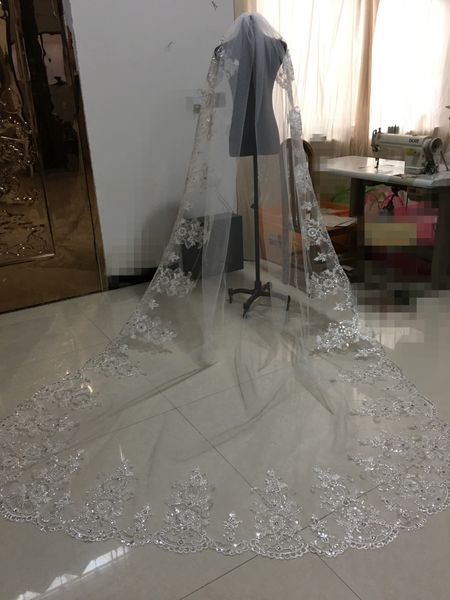 100% real picture white ivory wedding veil one layer lace edge cathedral length beaded bridal veil with comb, Black
100% real picture white ivory wedding veil one layer lace edge cathedral length beaded bridal veil with comb, Black