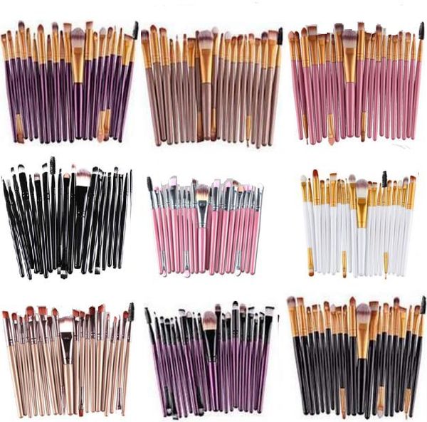 

colorful 20pcs makeup brushes set pro powder blush foundation eyeshadow eyeliner lip gold cosmetic brush kit beauty tools