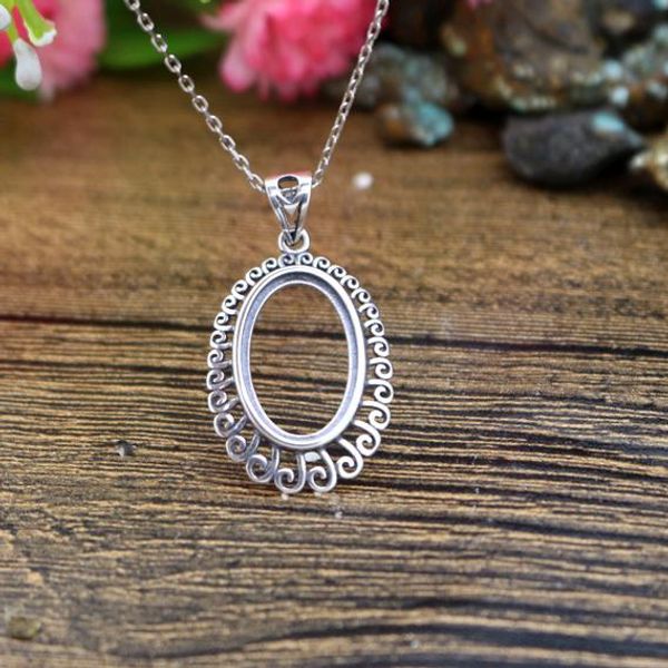 12x18mm oval cabochon semi mount 925 sterling silver pendant art nouveau jewelry filigree fine silver women pendant setting, Slivery;crystal
12x18mm oval cabochon semi mount 925 sterling silver pendant art nouveau jewelry filigree fine silver women pendant setting, Slivery;crystal