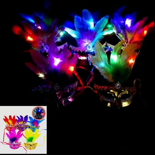 New LED Party Mask Light Face Mask Flash Mask 5pcs Feather Masks PVC Masquerade Venetian Masks Halloween Party Masks Christmas Light Gift
New LED Party Mask Light Face Mask Flash Mask 5pcs Feather Masks PVC Masquerade Venetian Masks Halloween Party Masks Christmas Light Gift