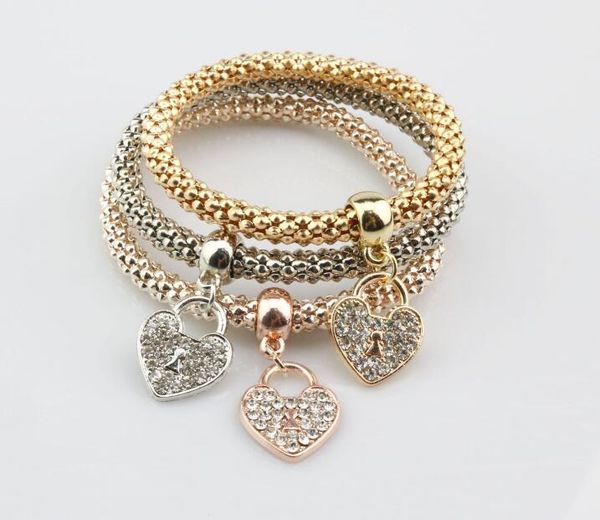 alloy jewelry three - color stretch diamond love heart lock bracelet european and american women 's fast sell through three - piece, Golden;silver
alloy jewelry three - color stretch diamond love heart lock bracelet european and american women 's fast sell through three - piece, Golden;silver