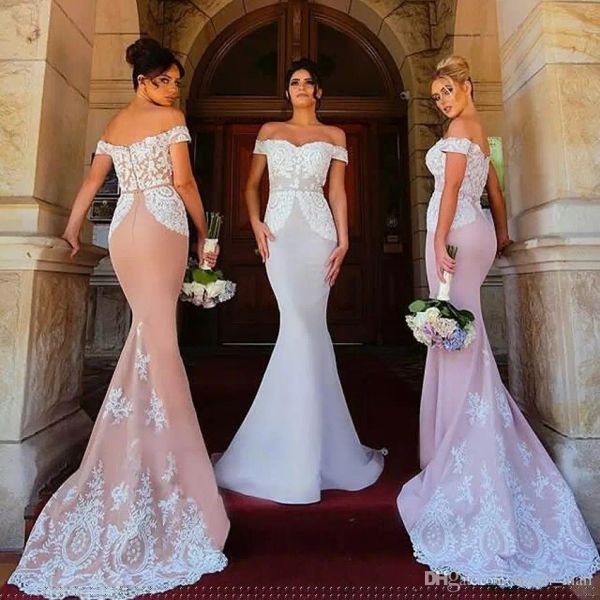 off the shoulder mermaid bridesmaid dresses 2020 white lace appliques floor length maid of honor dresses long prom dress vestido de festa, White;pink
off the shoulder mermaid bridesmaid dresses 2020 white lace appliques floor length maid of honor dresses long prom dress vestido de festa, White;pink