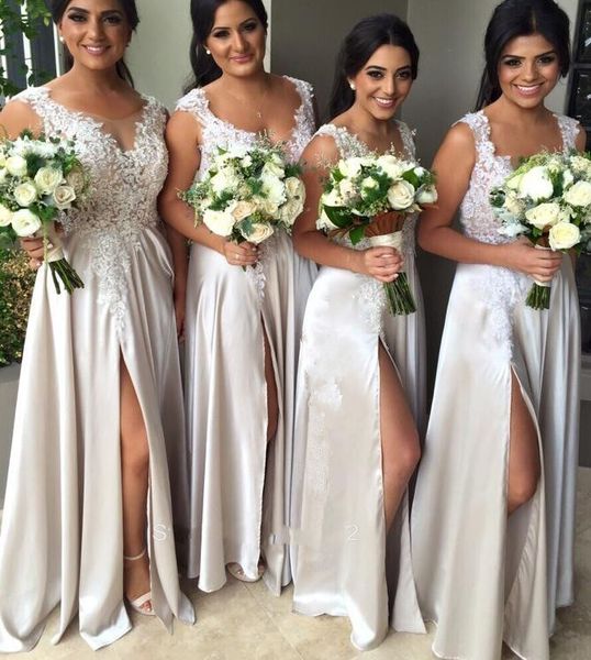 selling a line v neck lace bridesmaid dresses chiffon long side slits beach wedding party dress, White;pink
selling a line v neck lace bridesmaid dresses chiffon long side slits beach wedding party dress, White;pink