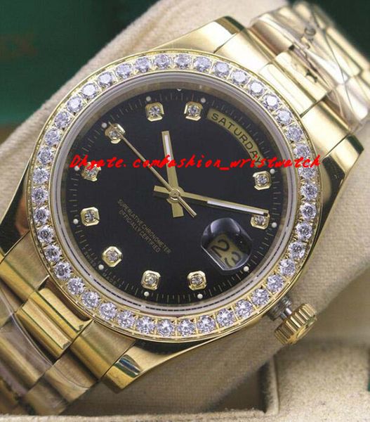 Luxury Watches Mens 18k Yellow Gold Black Dial Diamond Bezel Watch 18338 Automatic Fashion Brand Men's Watch Wristwatch
Luxury Watches Mens 18k Yellow Gold Black Dial Diamond Bezel Watch 18338 Automatic Fashion Brand Men's Watch Wristwatch