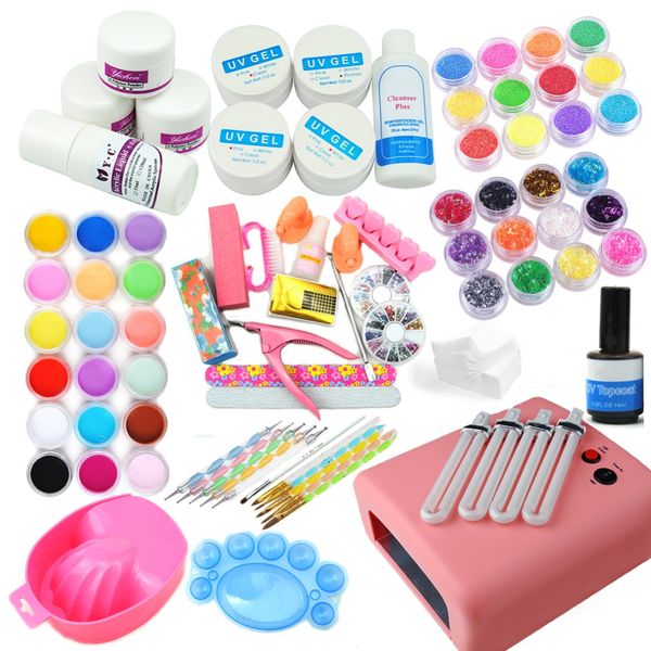 wholesale- 36w uv pink lamp timer manicure set nail art uv gel kits sets tools brush tips glue acrylic powder liquid nail art set
wholesale- 36w uv pink lamp timer manicure set nail art uv gel kits sets tools brush tips glue acrylic powder liquid nail art set