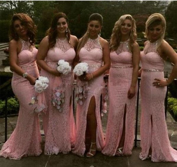 gorgeous 2017 pink full lace mermaid bridesmaid dresses long halter beaded sash collar side split wedding guest gowns custom, White;pink
gorgeous 2017 pink full lace mermaid bridesmaid dresses long halter beaded sash collar side split wedding guest gowns custom, White;pink