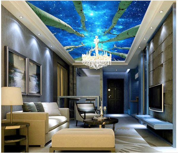 new custom 3d beautiful under the trees of the night sky stars zenith murals home bedroom decoration