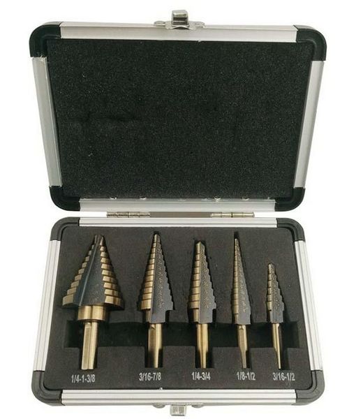 new arrival 5pcs set hss multiple hole 49 sizes step drill bit set aluminum case t03006
new arrival 5pcs set hss multiple hole 49 sizes step drill bit set aluminum case t03006