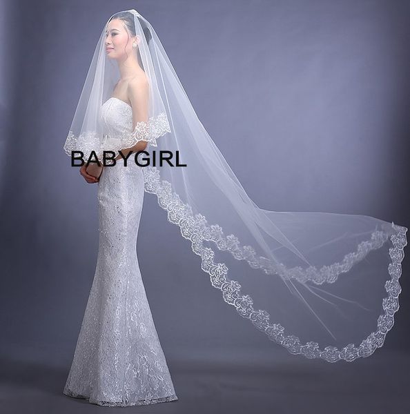 3m long modest 2016 wedding veils long veil with lace edge bridal veils beauty one layer long cathedral for wedding9283866, Black
3m long modest 2016 wedding veils long veil with lace edge bridal veils beauty one layer long cathedral for wedding9283866, Black
