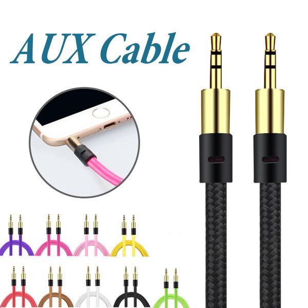 Braid 3 5mm auxiliary cord male to male aux cable tereo audio cable car audio headphone jack pc ipad without package Braid 3 5mm auxiliary cord male to male aux cable tereo audio cable car audio headphone jack pc ipad without package