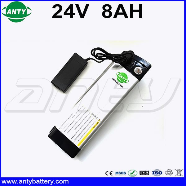 350w 24v Silver Fish eBike Battery 24v 8Ah Lithium Battery Built in 15A BMS for Electric Bicycle with 2A Charger Free Shipping 
350w 24v Silver Fish eBike Battery 24v 8Ah Lithium Battery Built in 15A BMS for Electric Bicycle with 2A Charger Free Shipping