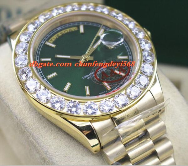 fashion uxury wristwatch new green dial 2 ii solid 18 kt yellow gold 41mm bigger diamond watch ceramic bezel automatic movement men watches, Slivery;brown
fashion uxury wristwatch new green dial 2 ii solid 18 kt yellow gold 41mm bigger diamond watch ceramic bezel automatic movement men watches, Slivery;brown