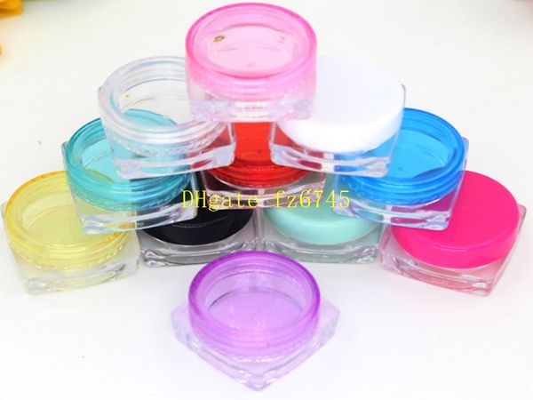 100pcs/lot 2g plastic cosmetic empty jar pot box makeup nail art cosmetic bead storage container square bottle
100pcs/lot 2g plastic cosmetic empty jar pot box makeup nail art cosmetic bead storage container square bottle