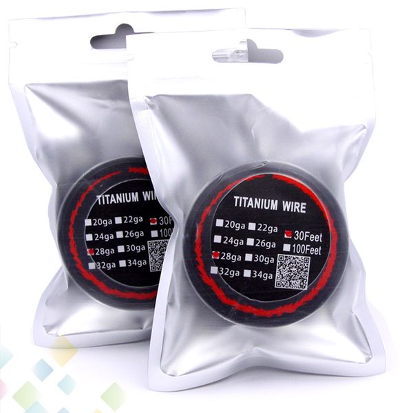 

New Titanium Wire Resistance 30 Feet AWG 24g 26g 28g 30g Coil For Temperature Control Mod RDA RBA Atomizer DHL Free