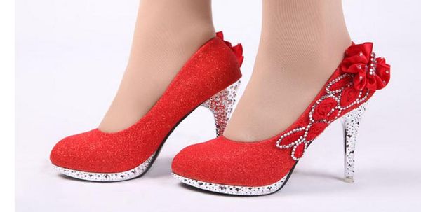 single women's shoes shoes diamond wedding heels bride shoes, Black