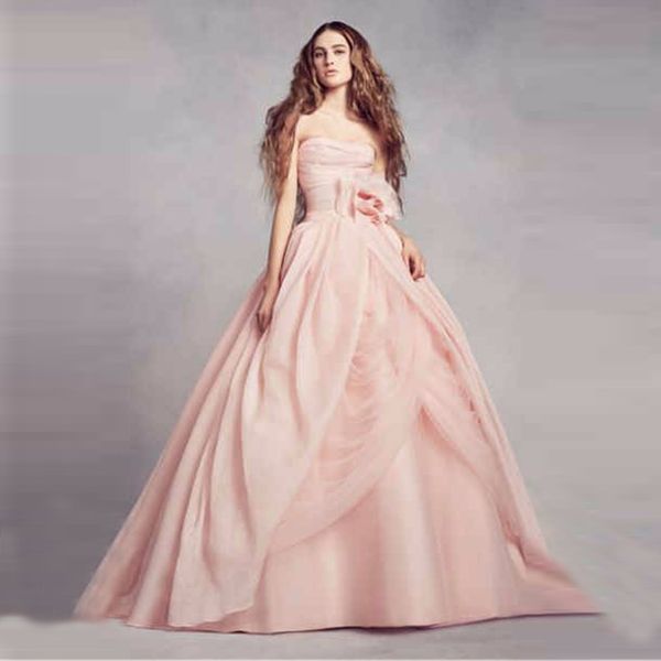 pink organza wedding dress strapless ball gowns ruched draped bodice with 3d flower custom made bridal gowns vw351178, White
pink organza wedding dress strapless ball gowns ruched draped bodice with 3d flower custom made bridal gowns vw351178, White