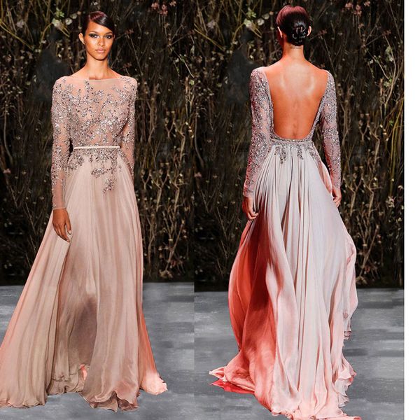 elie saab beaded backless evening dresses bateau neckline long sleeves prom dress sweep train chiffon evening gowns, Black;red
elie saab beaded backless evening dresses bateau neckline long sleeves prom dress sweep train chiffon evening gowns, Black;red