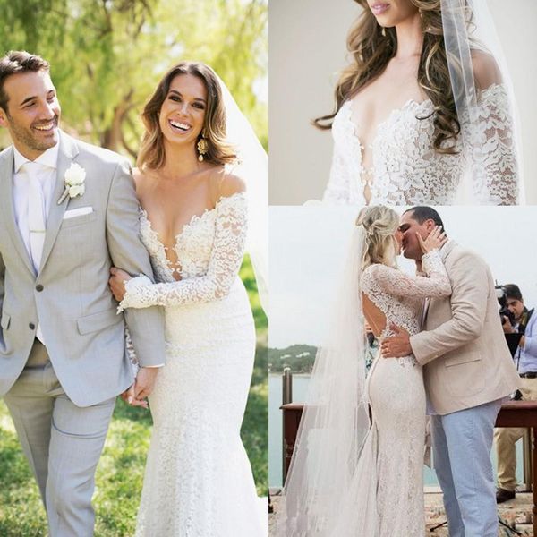 berta lace garden open back mermaid wedding dresses long sleeves sheer crew neck robe de soiree long arabic style brdial gown, White
berta lace garden open back mermaid wedding dresses long sleeves sheer crew neck robe de soiree long arabic style brdial gown, White