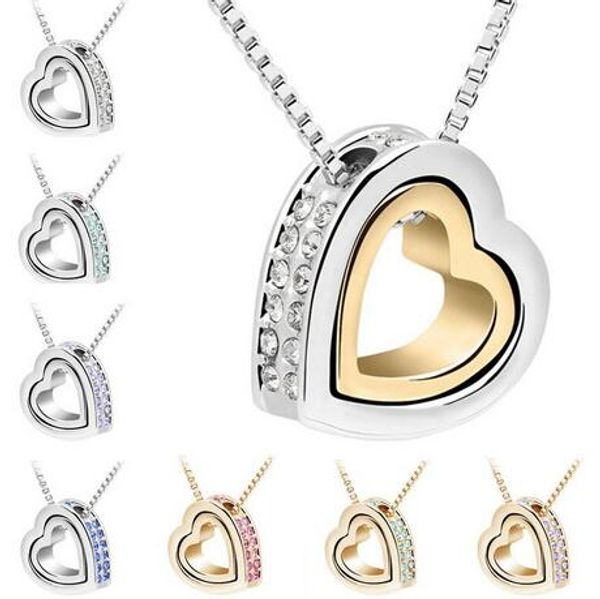 

heart crystal necklaces & pendants 18k gold and silver plated jewellery & jewerly necklace women fashion jewelry wholesale ing