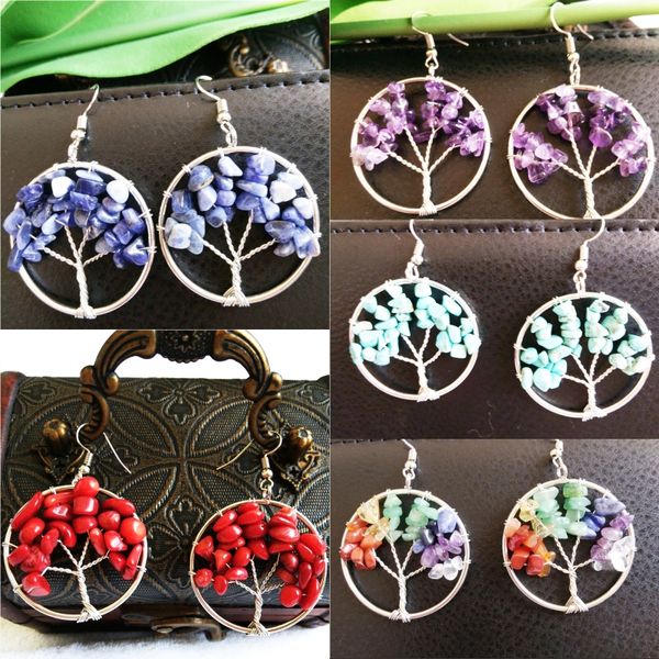 tree of life wire wrap earrings gemstone crystal quartz chip bead 12 color gemstone chakra jewelry mothers day gifts b165s, Silver
tree of life wire wrap earrings gemstone crystal quartz chip bead 12 color gemstone chakra jewelry mothers day gifts b165s, Silver