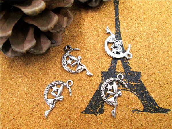 60pcs--moon angel charms, antique tibetan silver fairy charm pendants 15x25mm, Bronze;silver
60pcs--moon angel charms, antique tibetan silver fairy charm pendants 15x25mm, Bronze;silver