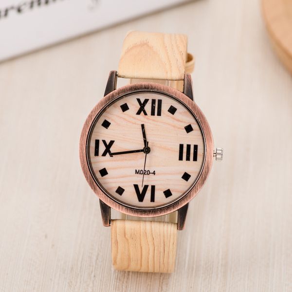 wengle new 2017 small dial calibration wooden texture students watch, Slivery;brown