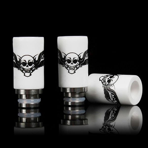 

Newest Skull Printed Style Drip Tips 510 Ceramic Wide Bore Drip Tip EGO E Cigarettes Atomizer Mouthpieces for RDA Atomizer DHL Free
