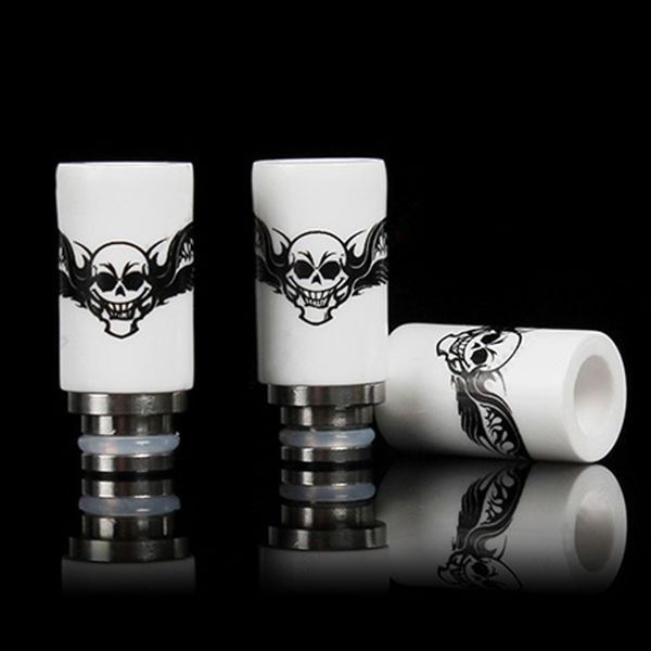Newest Skull Printed Style Drip Tips 510 Ceramic Wide Bore Drip Tip EGO E Cigarettes Atomizer Mouthpieces for RDA Atomizer DHL Free
