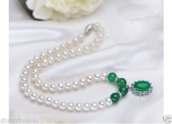 fine pearls jewelry 18inches fashion 8-9mm white pearl necklace natural jade face pendant jewelry for women, Silver
fine pearls jewelry 18inches fashion 8-9mm white pearl necklace natural jade face pendant jewelry for women, Silver