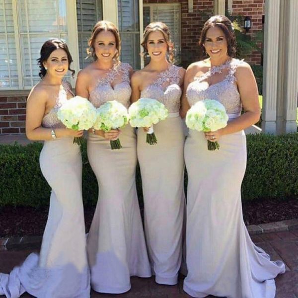 vintage long formal country bridesmaids dresses asymmetrical one shoulder lace appliques sheer shoulder mermaid bridesmaid gown with train, White;pink
vintage long formal country bridesmaids dresses asymmetrical one shoulder lace appliques sheer shoulder mermaid bridesmaid gown with train, White;pink