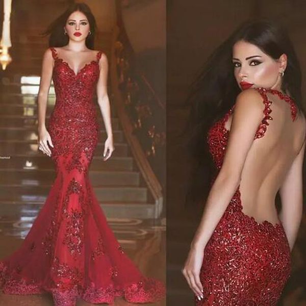 2019 new arabic backless mermaid evening dresses charming long prom gowns sequins lace applique dark red formal evening party wear, Black
2019 new arabic backless mermaid evening dresses charming long prom gowns sequins lace applique dark red formal evening party wear, Black