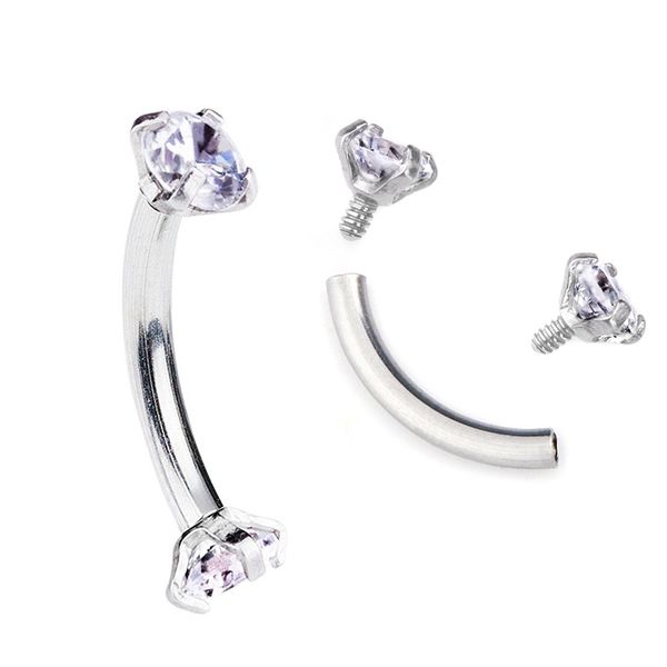 tragus earring internally thread cubic zircon stainless steel curved barbell piercing eyebrow ring body jewelry, Silver
tragus earring internally thread cubic zircon stainless steel curved barbell piercing eyebrow ring body jewelry, Silver
