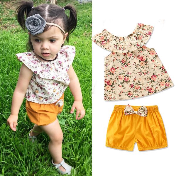 fashion summer children clothing set flower printing + bowknot short pants set kids baby girl suit outfits, White
fashion summer children clothing set flower printing + bowknot short pants set kids baby girl suit outfits, White